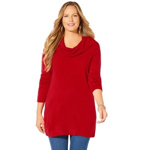 Catherines Women's Plus Size Petite Cashmiracle Pullover Cowlneck - 1 of 4