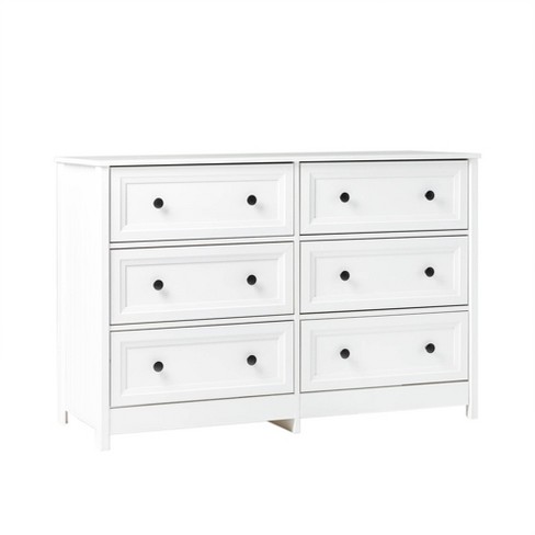 Classic 6 Drawer Groove Dresser White, White 6 Drawer Dresser 50 Inches Wide