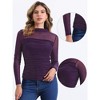 INSPIRE CHIC Women's Solid Mock Neck Mesh Sheer Long Sleeve Ruched Blouses - 2 of 4