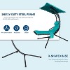 Outdoor Hanging Curved Steel Chaise Lounge Chair Curved Steel Hammock Lounger Chairs Swing with Pillow and Removable Canopy - 4 of 4