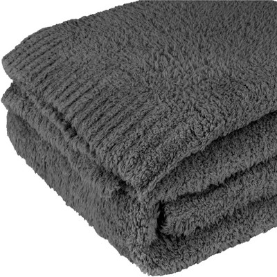 Dark Gray Reversible Fleece Knit Throw Blanket, 50x60 Inches