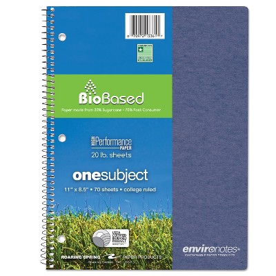 Roaring Spring Environotes Sugarcane Notebook 8 1/2 x 11 1 Subj 80 Sheets College Assorted 13361