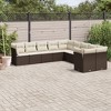 vidaXL 10 Piece Patio Sofa Set with Cushions Brown and Cream Poly Rattan - Without Table - 2 of 4