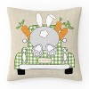 18"x18" Outdoor/Indoor Cotton Tail Square Throw Pillow Off-White - Pillow Perfect: Reversible, Velvet, Bunny Design - 2 of 4