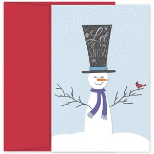 Masterpiece Studios Holiday Collection 18-Count Petite Boxed Christmas Cards with Envelopes, 4" x 6", Top Hat Snowman (941200) - 1 of 2