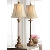 Regency Hill Juliette 36 1/2" Tall Skinny Large Buffet Traditional End Table Lamps Set of 2 Brown Light Bronze Finish Living Room Bedroom Bedside - 2 of 4