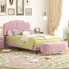 NicBex Twin/Full Wood Platform Bed Frame with Elegant Shell-Shaped Headboard,Velvet Upholstered Bed Frame with LED Lights,Easy Assembly,Pink - 2 of 4