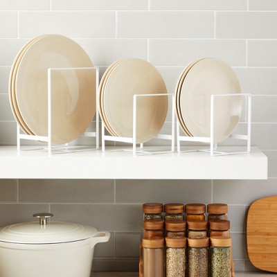 White Iron 3-Piece Kitchen Cabinet Plate Organizer Set