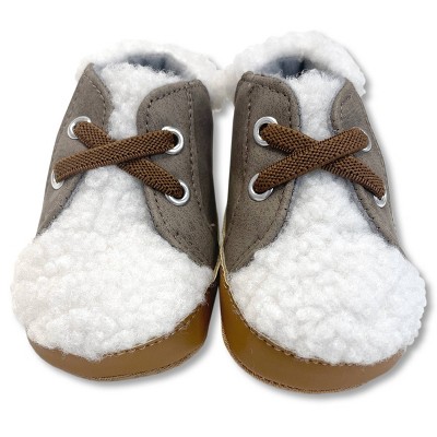 Baby Sherpa High-Top Crib Shoes - Cat & Jack™ Brown 0-3M