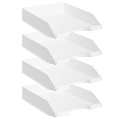 White Stackable Plastic Paper Trays for Letter Documents