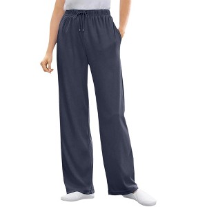 Woman Within Women's Plus Size Tall Sport Knit Straight Leg Pant - 1 of 4