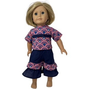 Doll Clothes Superstore Handmade Red, White & Blue Rainbow Short Set for 18-Inch Girl Dolls - 1 of 4