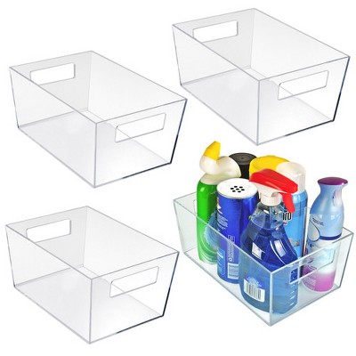 Azar Displays X-Large Organizer Storage Tote Bin with Handle 13W x 9.5D x 6.5H, 4-Pack.