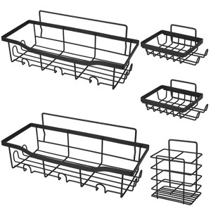 LunaLulink 5-Piece Shower Caddy Shelf with 18 Built-In Hooks Wall Mounted Organizer for Bathroom, Kitchen - 1 of 4