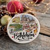 Artistic Bethlehem City Ceramic Watercolor Ornament, Pennsylvania State Colonial and Industrial Christmas Gift| OrnamentallyYou - 4 of 4