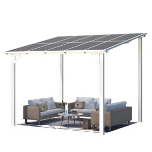 CLIHOME 10 ft. x 8 ft. Aluminum Sloped Roof Patio Cover Outdoor Pergola with UV Protection and Rust-Resistant Patio Canopy - 1 of 4