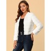 Allegra K Women's Winter Warm Cropped Collarless Faux Fur Fluffy Jacket - 4 of 4