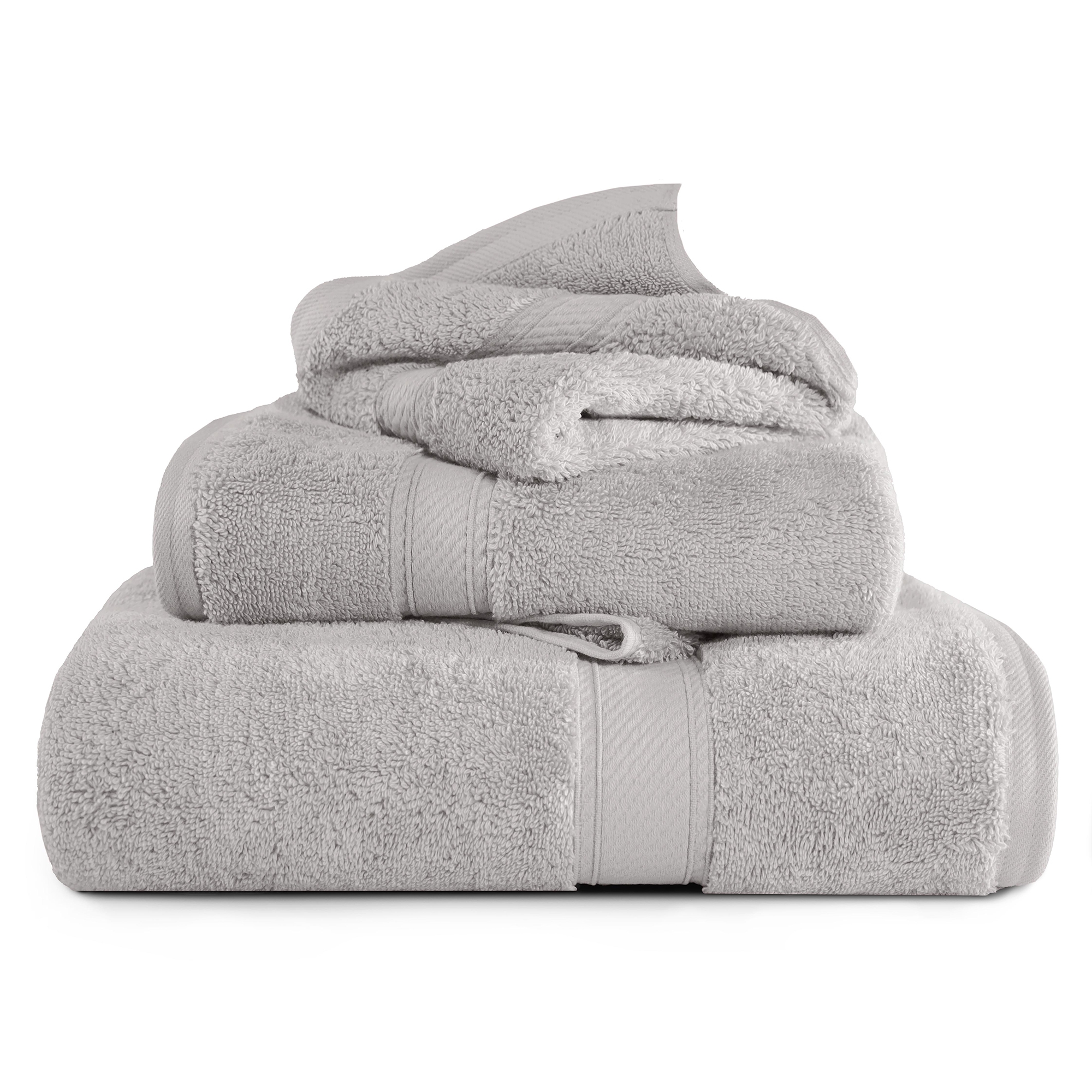 Luxury Egyptian Cotton Heavyweight Ultra-Plush 3 Piece Towel Set, Silver - Blue Nile Mills