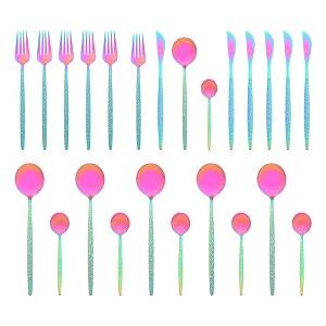 REGALWOVEN 24 Pieces Stainless Steel Mirror Polished Flatware with Knife Spoons and Fork - 1 of 4