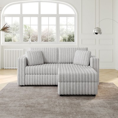 NicBex Couches for Living Room 75.6" Loveseat Sofa Minimalist Corduroy Fabric Upholstered 2-Seater Sofa Couch Matches 30.7" Ottoman for Bedroom