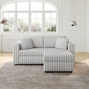 NicBex Couches for Living Room 75.6" Loveseat Sofa Minimalist Corduroy Fabric Upholstered 2-Seater Sofa Couch Matches 30.7" Ottoman for Bedroom - 1 of 4