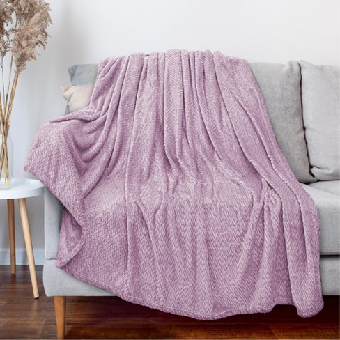 PAVILIA Lightweight Fleece Throw Blanket for Couch Soft Warm Flannel Blankets for Bed Lavender Purple Throw 50x60