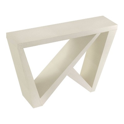 Cream Weave Modern Rectangular Console Table with Geometric Design