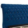 Roundhill Furniture Evora Velvet Upholstered Crystal Button Tufted Sleigh Bed, Blue - 3 of 4