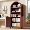 Coucheta 63'' Tall Arched Bookcase with Doors 5-Tier Storage Cabinet with Open Shelves, Modern Display Bookshelf for Home Office Living Room - 4 of 4