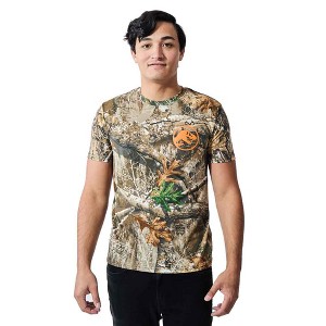 Jurassic Park Blaze Orange Logo Men's Camo Crew Neck Short Sleeve T-shirt - 1 of 4