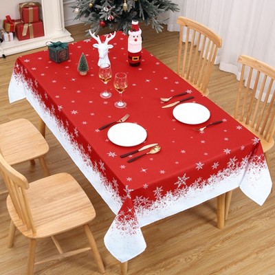 Christmas Table Cloths Snowflakes Holiday Christmas Tablecloth Xmas Decorative Table Cover, Washable Table Cover for Party Picnic Dinner Decor