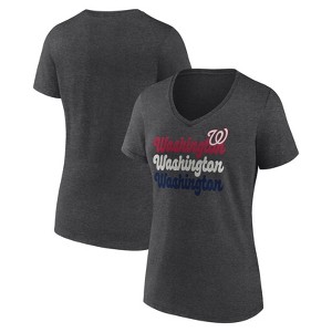 MLB Washington Nationals Women's Gray Short Sleeve V-Neck T-Shirt - 1 of 3