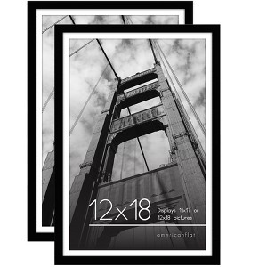 Americanflat 12x18 Picture Frame with Mat for 11x17, Black, 2 Pack - 1 of 4