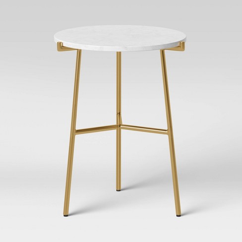 Rosedale Round Marble End Table White, White Round Side Table Target