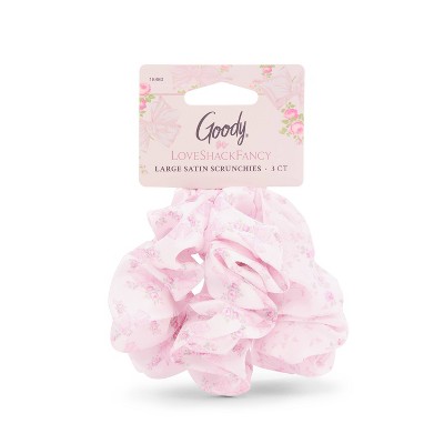 Goody x LoveShackFancy Large Satin Scrunchies - Rosa Beaux and English Ivy - 3ct - Pink