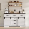 6 Drawers Dresser with  Mirror – Farmhouse Modern Makeup Vanity with Sliding Barn Doors, Spacious Storage Chest for Bedroom & Living Room, White - 4 of 4