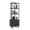 3 Tier Bookshelf, Wood Bookcase with 2 Drawers, Book Shelf Storage Organizer, Industrial Display Standing Shelf for Office Bedroom Living Room, Brown - 4 of 4