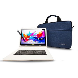 LINSAY® 10.1" Octa Core  256GB STORAGE Android 15 BUNDLE with WHITE UNIQUE ORACLE KEYBOARD CASE and TABLET BRIEFCASE - 1 of 4