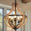 DORESshop 5-Light Farmhouse Deep Wood and Matte Black Iron Chandelier with Boat Anchor Geometric for Kitchen Dining Room Living Room No Bulbs Included - 3 of 4