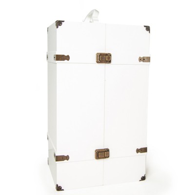 Antique White Wooden Doll Storage Trunk with Vanity
