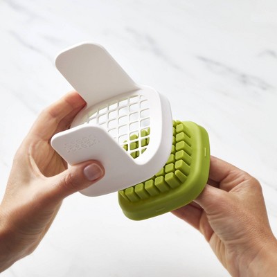 White and Green Box-Shaped Vegetable Chopper with Stainless Steel Blades