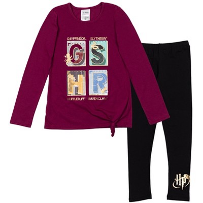 Harry Potter Gryffindor Hufflepuff Ravenclaw T-Shirt and Leggings Outfit Set Little Kid to Big Kid