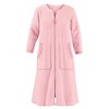 Collections Etc Textured Satiny Trimmed Plush Zip Front Robe Medium Women Pink - 2 of 4