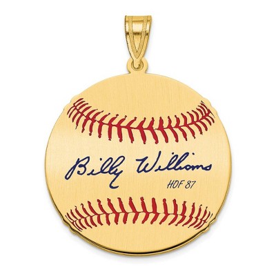 Black Bow Jewelry 14K Gold Plated Billy Williams Signature MD Enamel Baseball Pendant