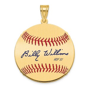 Black Bow Jewelry 14K Gold Plated Billy Williams Signature MD Enamel Baseball Pendant - 1 of 4