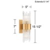 Stiffel Gillery Modern Wall Light Sconce Warm Brass Hardwire 5" 2-Light Fixture Clear Glass Rods for Bedroom Bathroom Vanity Reading Living Room Home - 4 of 4