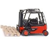 Linde E35 Forklift Truck Red with Black Top with Pallet Accessory Diecast Model by Siku - 2 of 4