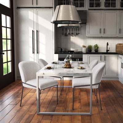 Blakeley High Back Gray Upholstered Side Chair with Metal Legs