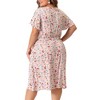 Agnes Orinda Women's Plus Size V Neck Elastic Waist Ditsy Floral At Knee A Line Dresses - 4 of 4
