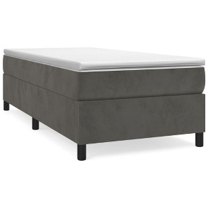 vidaXL Velvet Upholstered Box Spring Twin XL Bed Frame - Dark Gray - Plywood and Engineered Wood Construction - 1 of 4